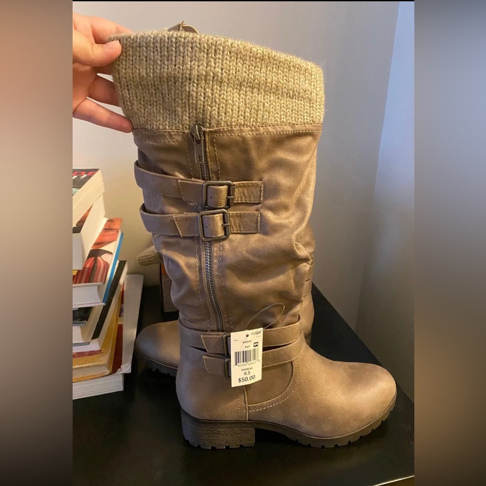 Tan zip up boots. Never worn